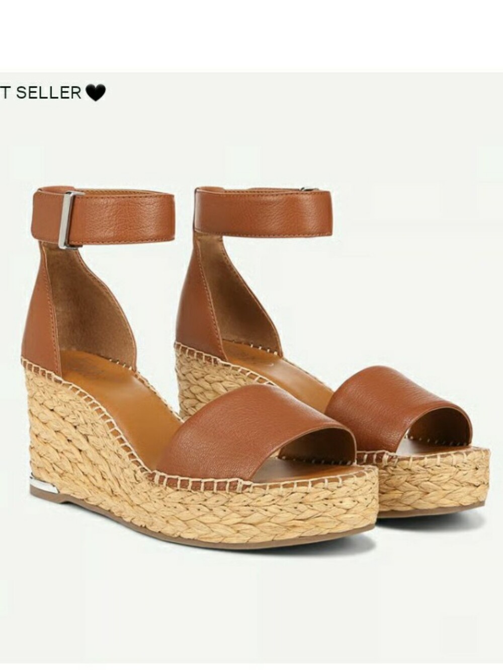 Franco Sarto Womens Brown Espadrille Raffia Wedge Sandals with Ankle Strap
